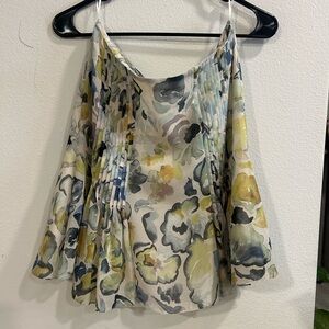 Chloé Silk Yellow Green Floral Pleated Mini Skirt FR 38